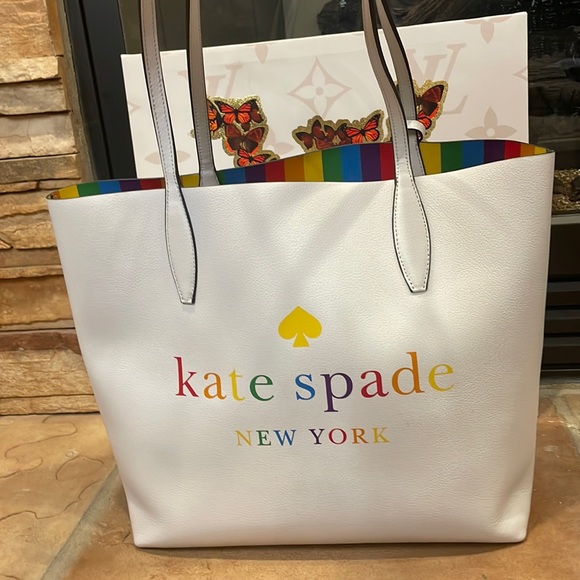 kate spade Handbags - Kate Spade Reversible Rainbow Tote Limited Edition